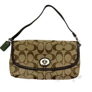 Coach signature brown khaki mini bag convertible wristlet
